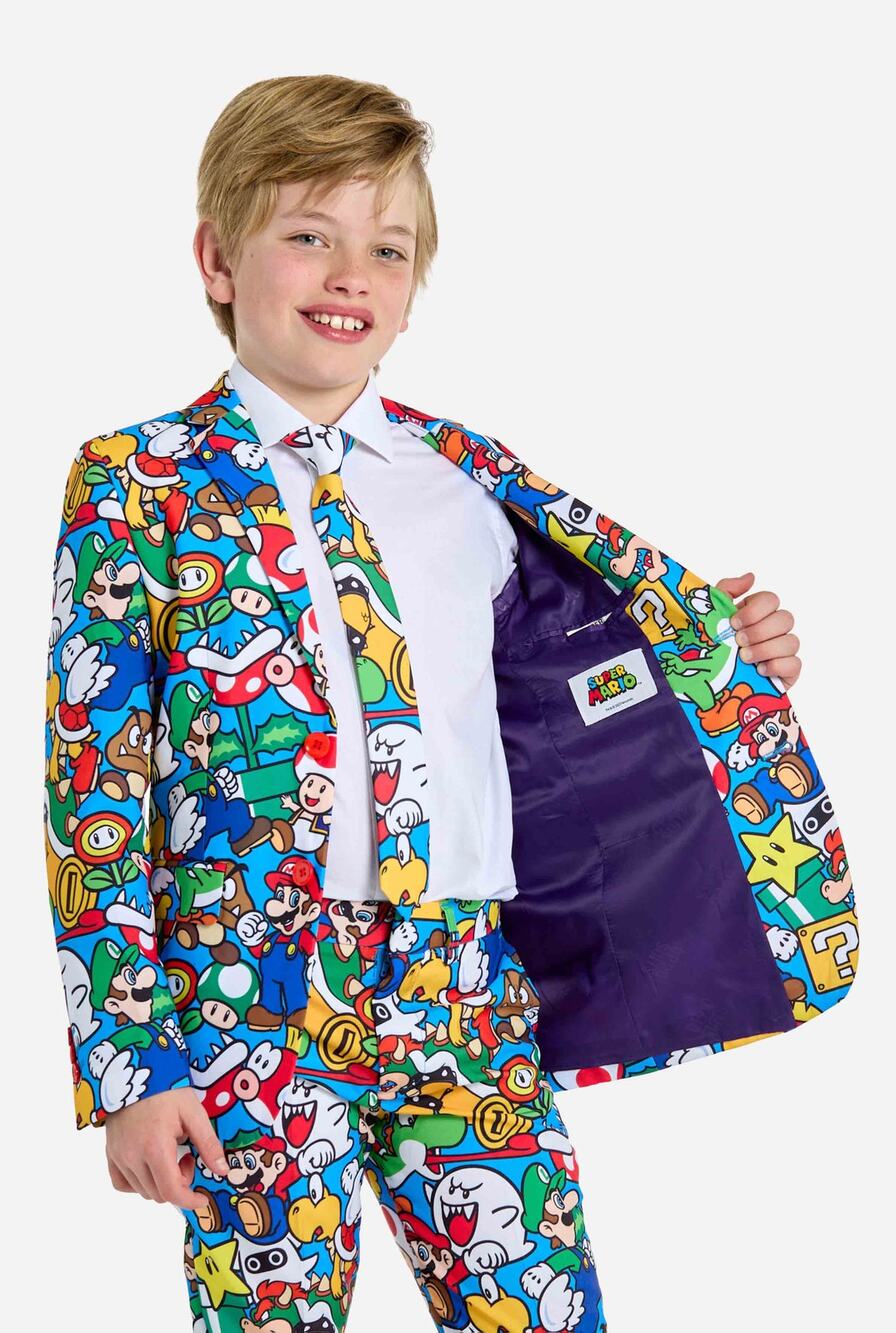 Super Mario Officially Licensed Opposuits Jacket Pants & Tie Ex Condition
